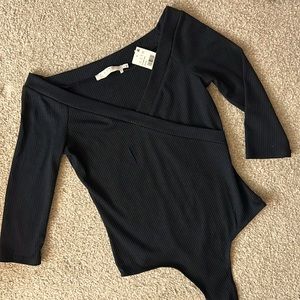 ASTR Black Wide V-Neck Bodysuit